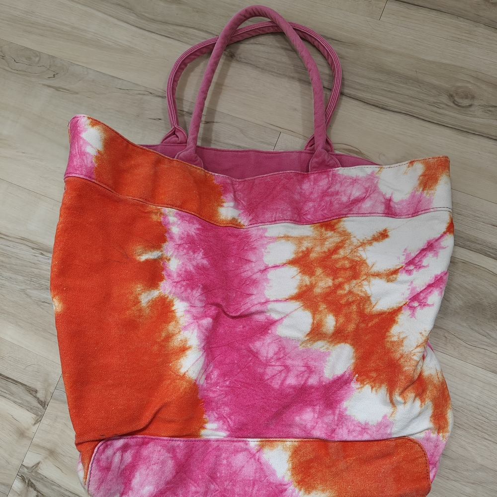 Vibrant Pink and Orange Tie-Dye Tote Bag
